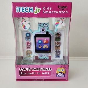 iTech Junior Girls Earbuds & Smartwatch Set - Purple Ombre Unicorn | Educational